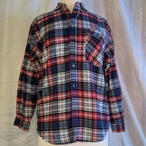 Red white and blue plaid flannel